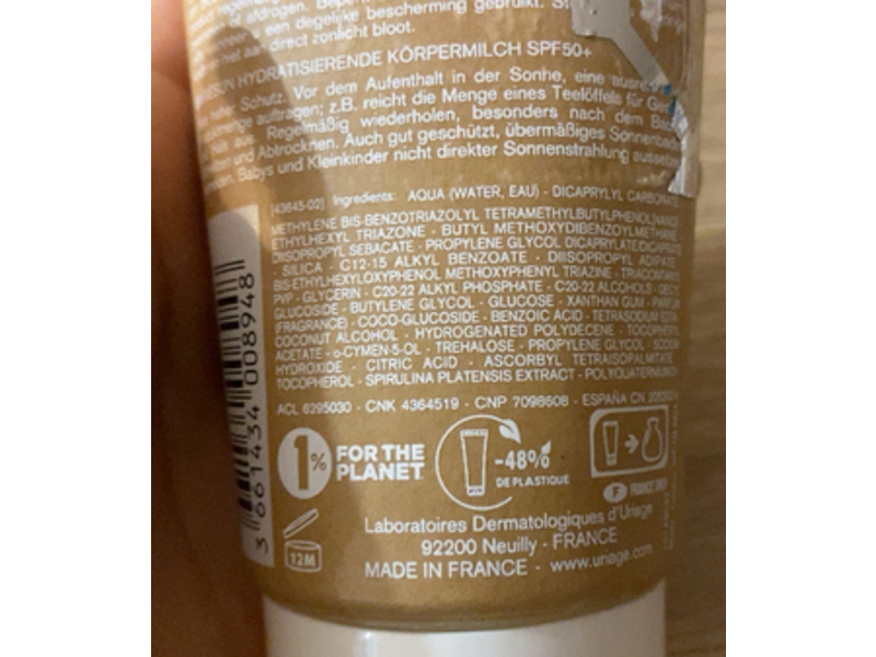 Uriage Eau Thermale Moisturizing Lotion, SPF 50+, 6.8 fl oz/200 mL