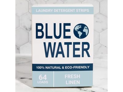 Blue Water Laundry Detergent Strips, Fresh Linen, 64 Loads