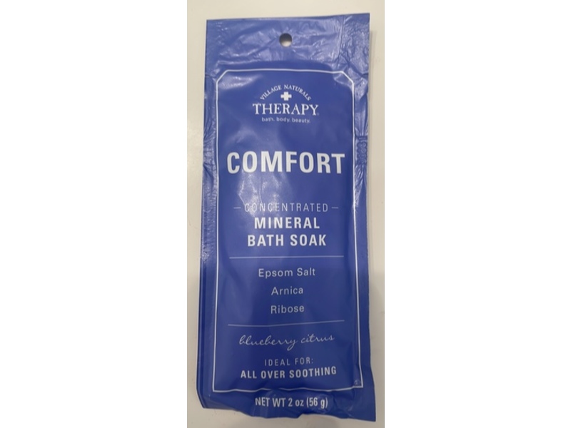Village Naturals Therapy Comfort Concentrated Mineral Bath Soak, Blueberry Citrus, 2 fl oz/56 g, Pack Of 12