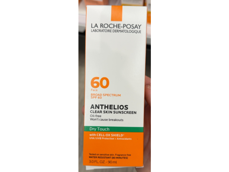 La Roche-Posay Anthelios Clear Skin Dry Touch Sunscreen, SPF 60, 3 fl oz/90 mL