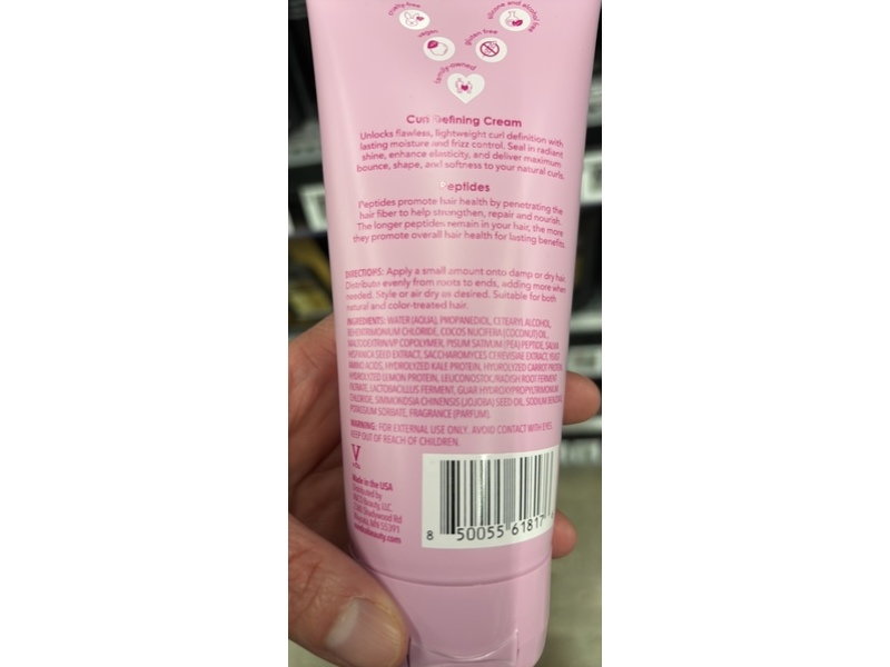 V & Co. Curly Pop Curl Defining Cream, Peptides & Jojoba Oil, 6 fl oz/177 mL