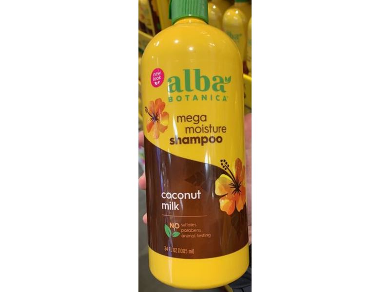 Alba Botanica Mega Moisture Shampoo, Coconut Milk, 34 fl oz/1005 mL