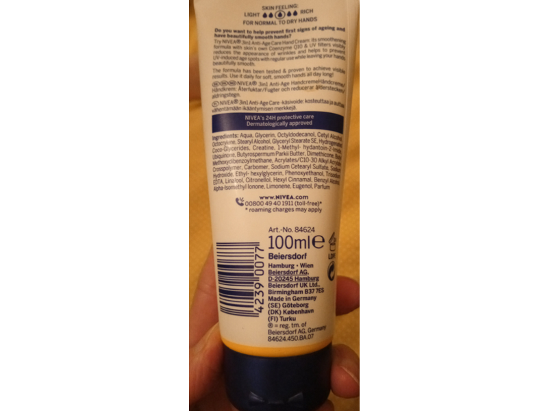 Nivea 3 In 1 Q10 Anti-Age Hand Cream, 100 mL