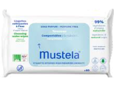 Mustela Organic Cotton Wipes, Fragrance Free, 60 Count