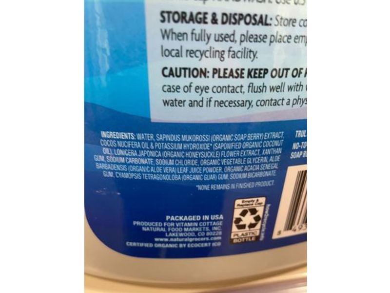 Natural Grocers Organic Laundry Detergent Free & Clear, 66 Loads, 100 fl oz/2.95 L