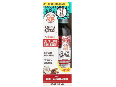 GuruNanda Natural Oil Pulling Oral Rinse, Neem + Ashwagandha, 8 fl oz/237 mL