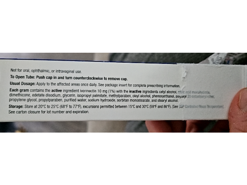 Ivermectin Cream, 1%, 45 g, Padagis (Rx)