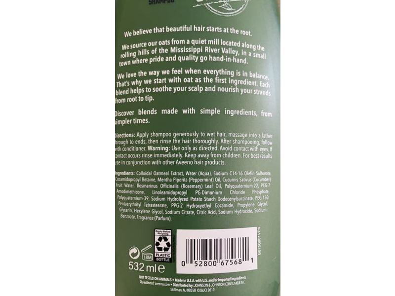 Aveeno Fresh Greens Blend Shampoo, 18 fl oz/532 mL