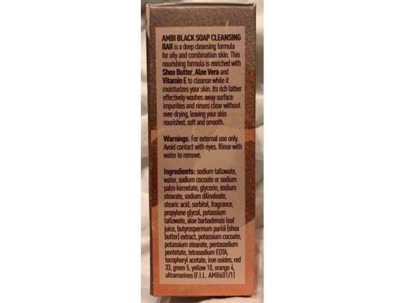 Ambi Black Soap Cleansing Bar, Shea Butter + Vitamin E, 3.5 oz/99 g