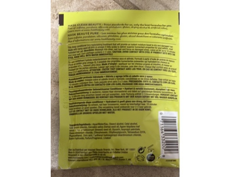 Hask Moisturizing Deep Conditioner, Hemp Oil & Agave, 1.75 oz/50 g, Pack Of 2