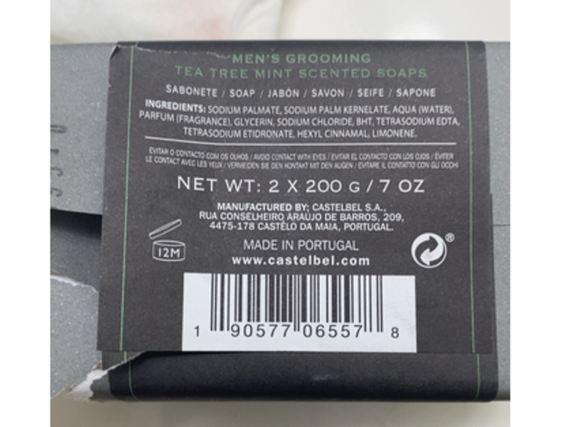 Castelbel Men's Grooming Triple-Milled Luxury Bars, Tea Tree Mint, 7 oz/200 g