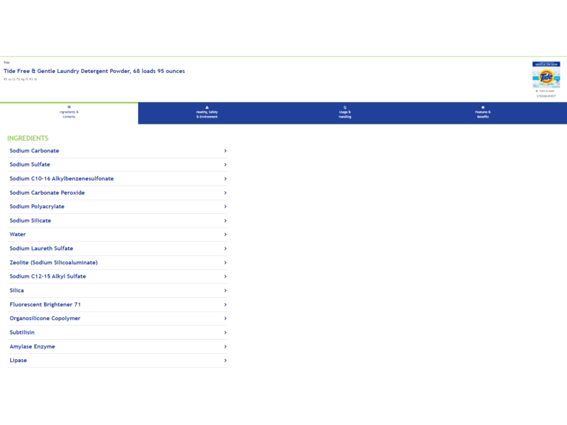 Tide Free & Gentle Powder Laundry Detergent, 68 loads, 95 oz/2.72 kg