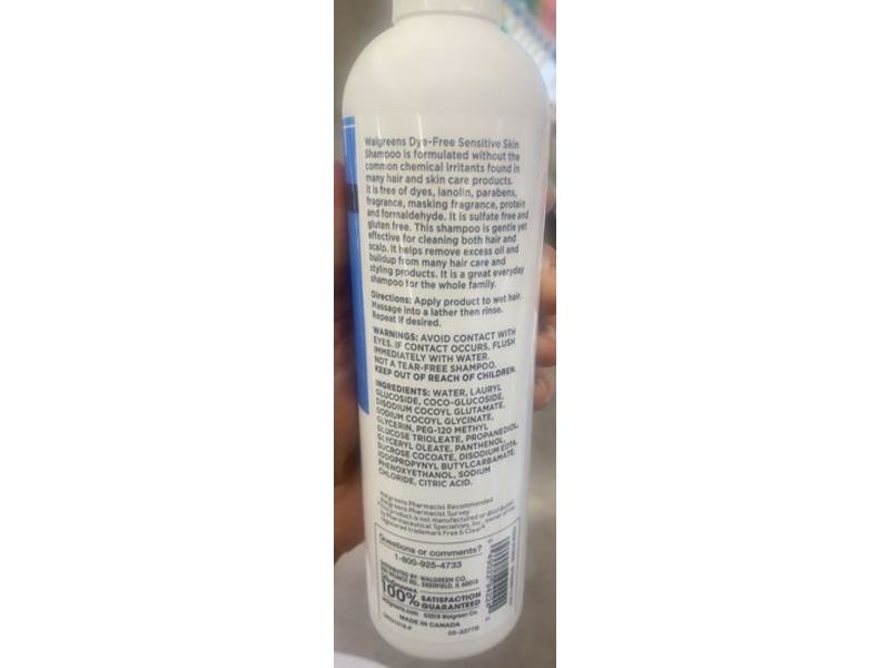 Walgreens Dye-Free Sensitive Skin Shampoo, 12 fl oz/355 mL