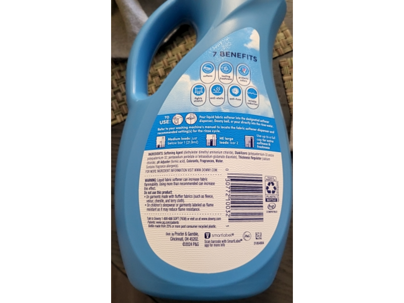 Downy 2 In 1 Soft & Fresh Liquid Fabric Softener, Clean Breeze, 60 Loads, 44 fl oz/1.31 L