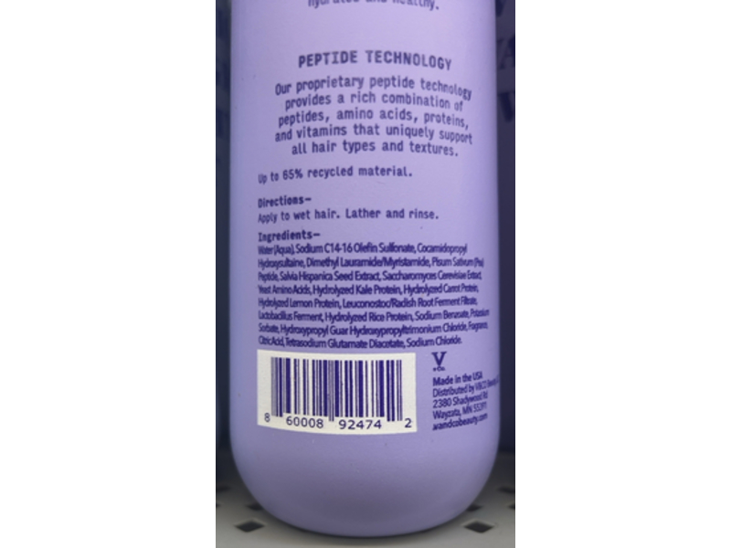 V&Co. Wavy Hair Shampoo, + Peptides, 12 fl oz/355 mL
