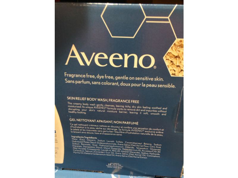 Aveeno Active Naturals Skin Relief Body Wash Set, Fragrance Free, 18 fl oz, 3 Count