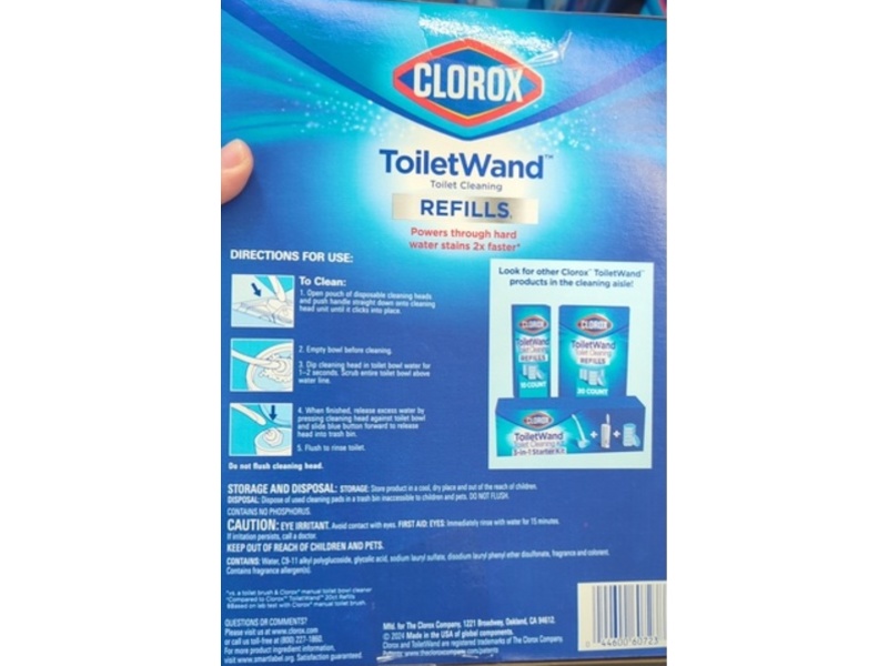 Clorox Toilet Wand Toilet Cleaning Refills, Unscented, 9.03 oz/256 g, 30 Count