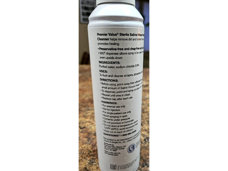 Premier Value Sterile Saline Wound Wash, 7.4 oz/210 g