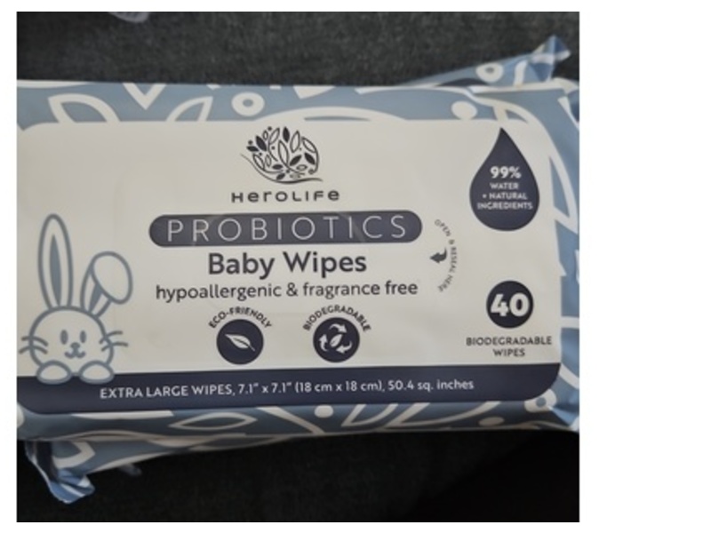 Herolife Probiotics Baby Wipes, 40 Count, 3 Pack