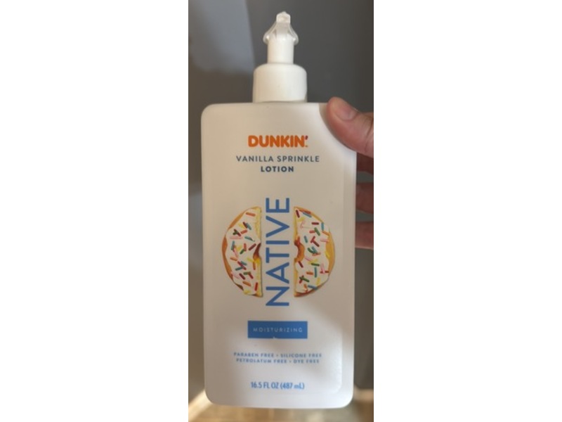 Native Dunkin Moisturizing Lotion, Vanilla Sprinkle, 16.5 fl oz/487 mL