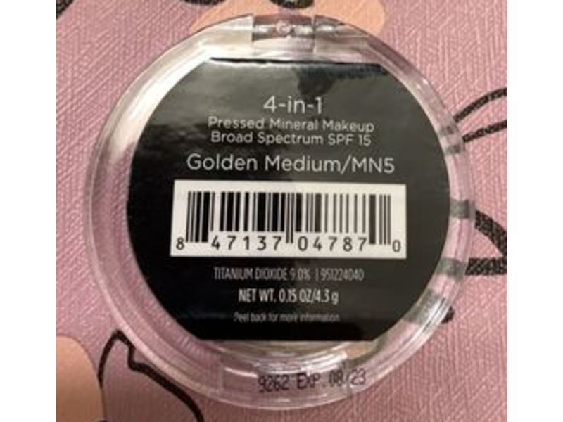 Pure 4-in-1 Pressed Mineral Makeup, SPF 15, Golden Medium/Mn5, 0.15 oz/4.3 g