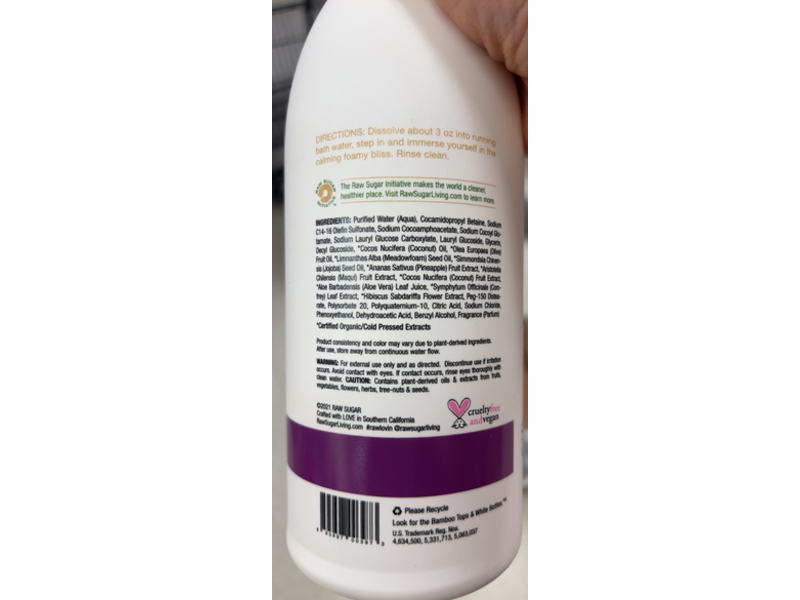 Raw Sugar Time To Detox & Restore Foaming Bath, Pineapple Maqui Berry & Coconut, 25 fl oz/740 mL