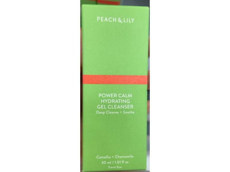 Peach & Lily Power Calm Hydrating Gel Cleanser, Chamomile, Cucumber Fruit & Cica, 1.01 fl oz/30 mL