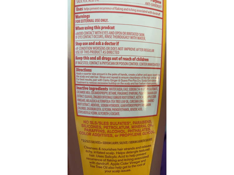 Cantu Guava & Ginger Anti-Dandruff Shampoo, Salicylic Acid, 13.5 fl oz/400 mL
