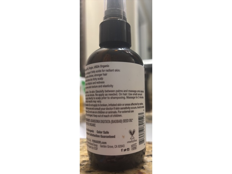 Pura D'or Organic Baobab Oil, 4 fl oz/118 mL