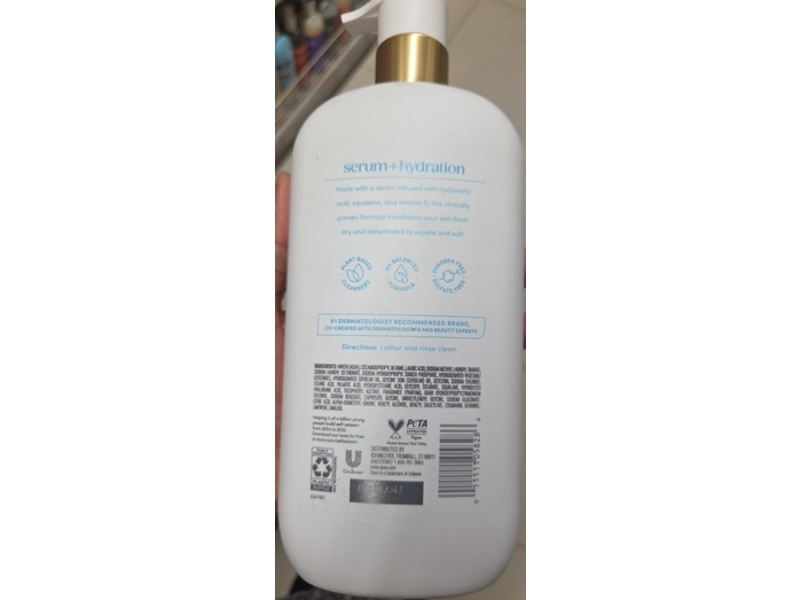 Dove Serum+ Hydration Body Wash, Hyaluronic Acid, 30 fl oz/887 mL