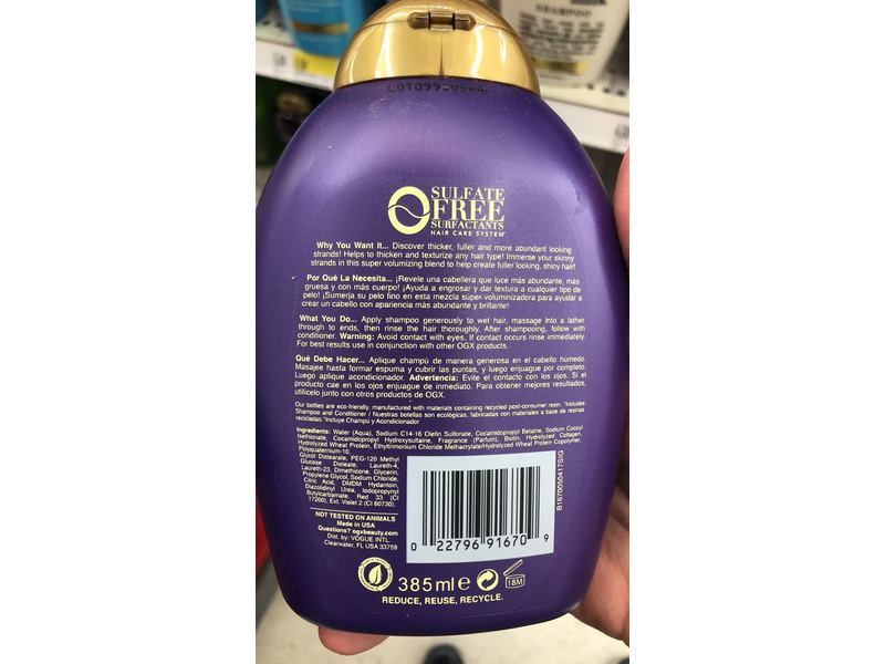 OGX Thick & Full + Biotin & Collagen Shampoo, 13 fl oz (385 mL)
