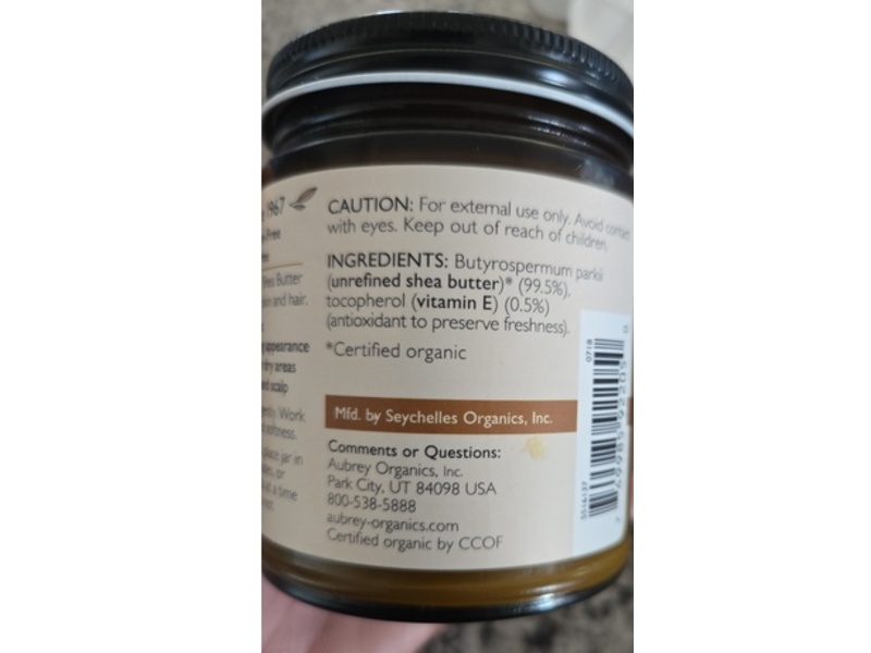 Aubrey-Organic Moisturizer, Shea Butter, 9 fl oz/266 mL