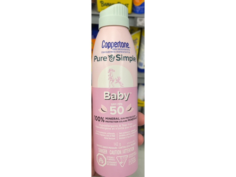 Coppertone Mineral Sunscreen Spray Baby, Pure & Simple, SPF 50, 142 g