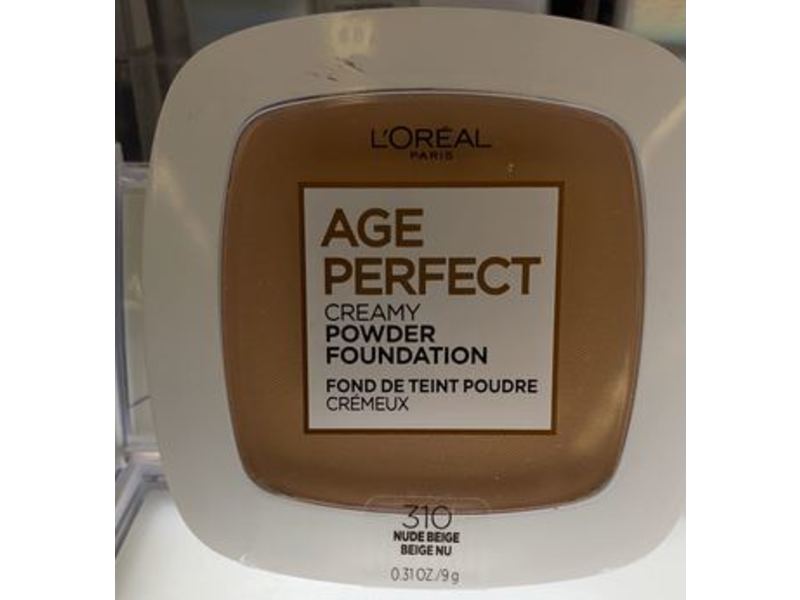 L'Oreal Paris Age Perfect Creamy Powder Foundation, 310 Nude Beige, 0.31 oz/9 g