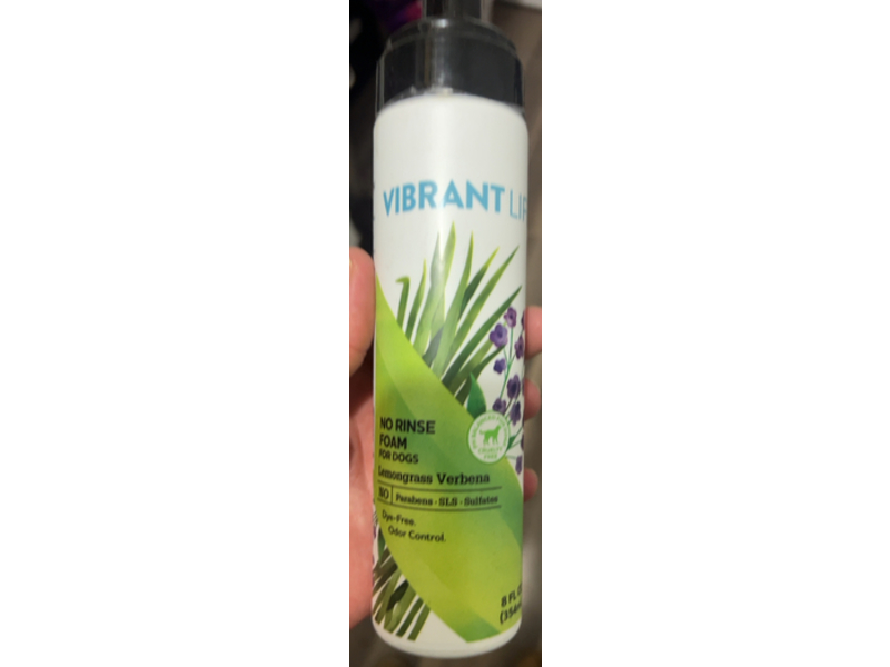 Vibrant Life Dogs No Rinse Foam, Lemongrass Verbena, 8 fl oz/354 mL