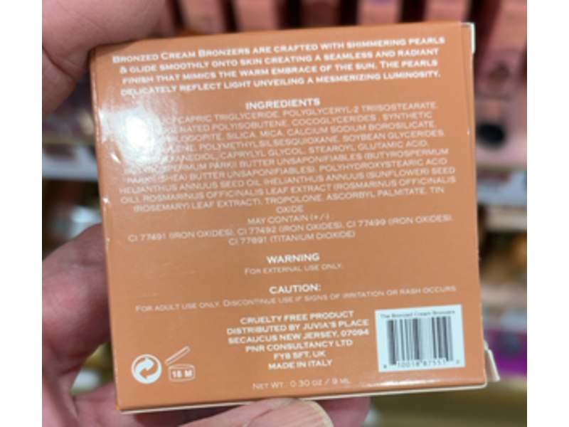 Juvia's Place Bronzed Cream Bronzer, Nutmeg, 0.30 oz/9 mL