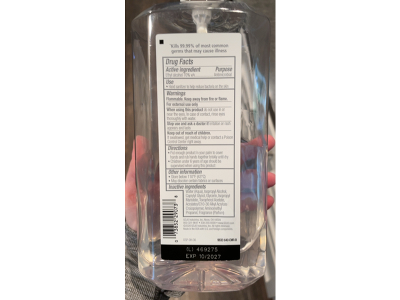 Purell Advanced Hand Sanitizer Refreshing Gel, 33.8 fl oz/1 L