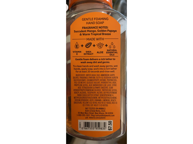 Bath & Body Works Gentle Foaming Hand Soap, Mango papaya paradise, 8.75 fl zo/259 mL