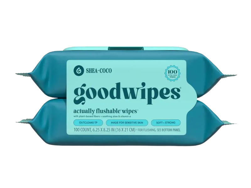 GoodWipes Actually Flushable Wipes, Fragrance Free, 100 Count