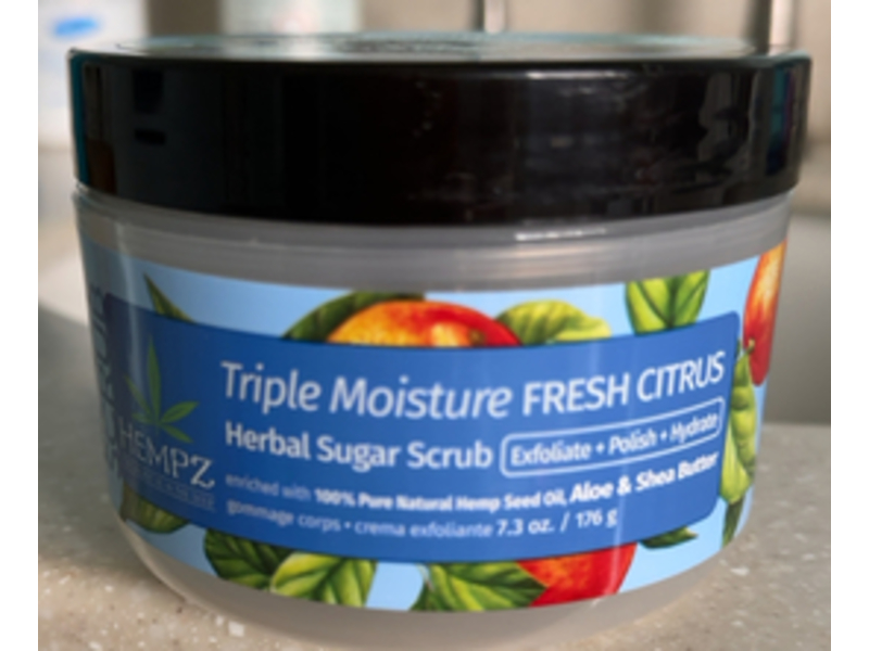 Hempz Triple Moisture Sugar Body Scrub, Citrus, 7.3 oz/176 g