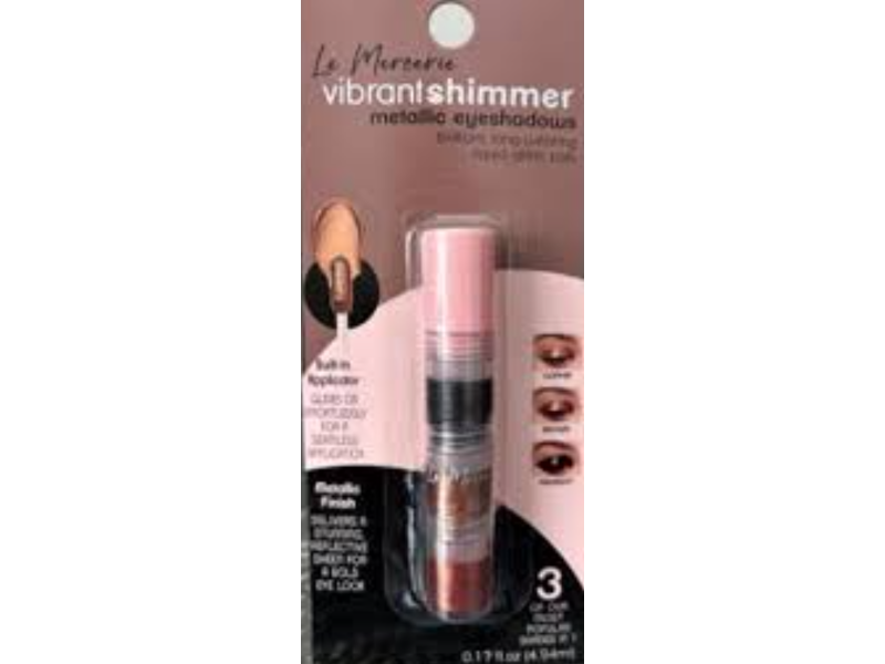 Le Mercerie Vibrant Shimmer Metallic Eyeshadows, Copper + Bronze + Midnight, 0.17 fl oz/4.94 mL