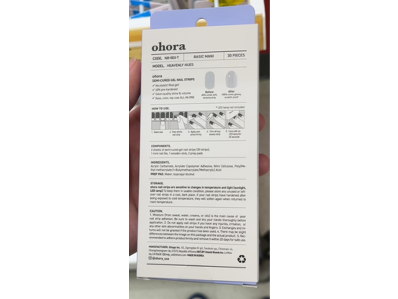 Ohora Semi-Cured Gel Nail Strips, Heavenly Hues, 30 Count