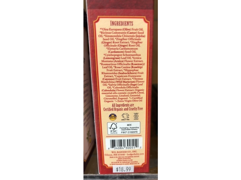 Badger Ginger Deep Tissue Massage Oil, Arnica & Cayenne, 4 fl oz/118 mL