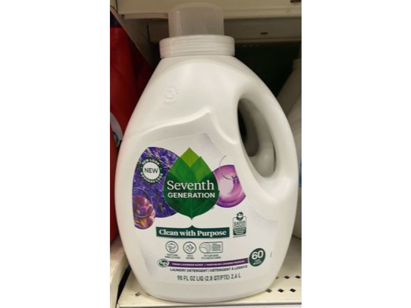 Seventh Generation Liquid Laundry Detergent, Fresh Lavender Scent, Clean With Purpose, 60 Loads, 90 fl oz/2.6 L