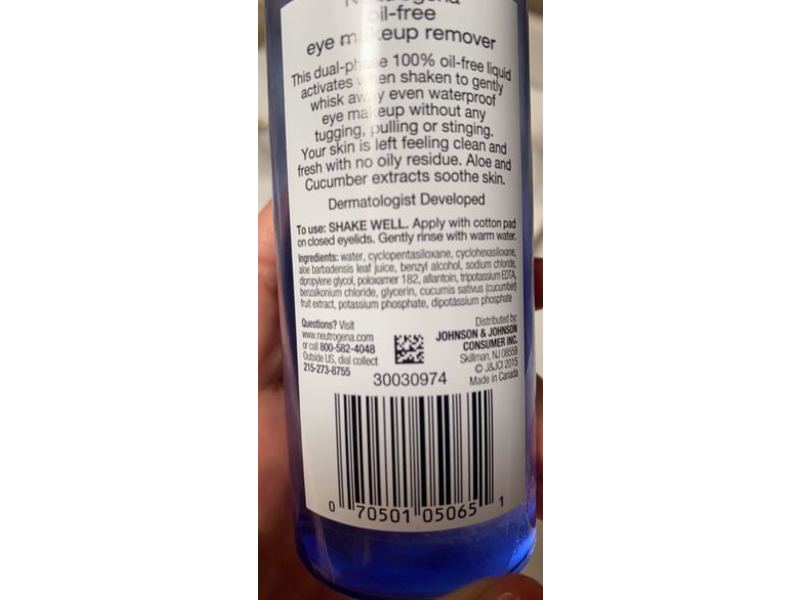 Neutrogena Eye Makeup Remover, Oil Free, 5.5 fl oz/162 mL
