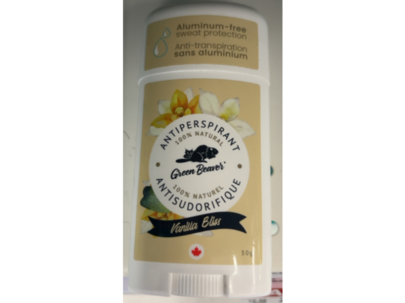 Green Beaver Natural Antiperspirant, Vanilla Bliss, 1.7 oz/50 g