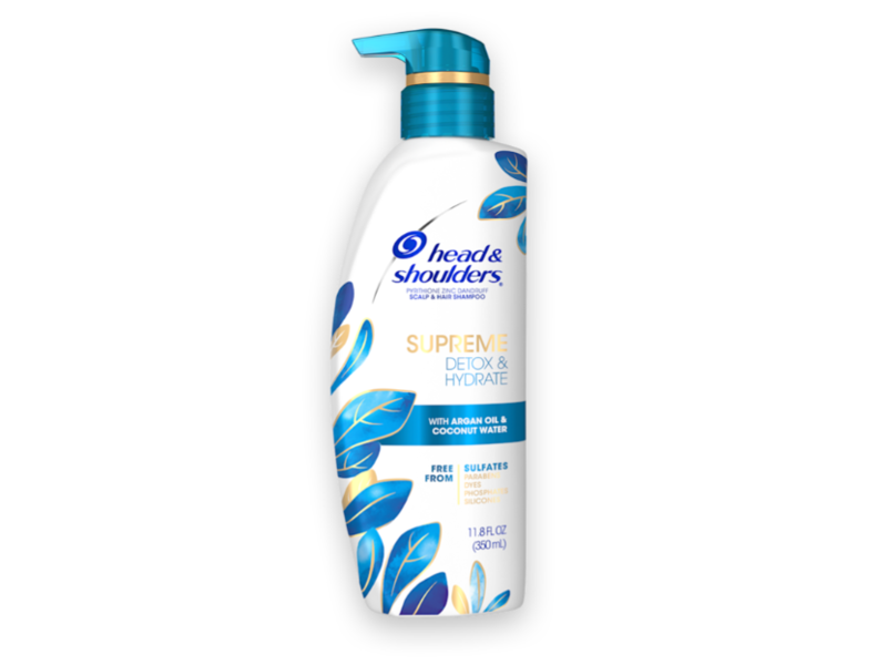 Head & Shoulders Supreme Sulfate Free Detox & Hydrate Shampoo, Argan Oil & Coconut Water, 11.8 fl oz/350 mL