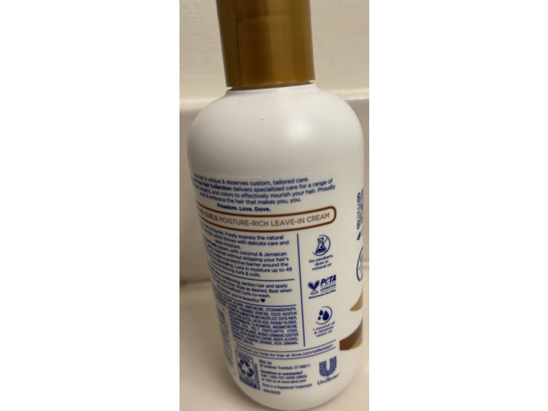 Dove Moisture -Rich Leave -In Cream, Defined Curls, 7.5 fl oz/222 mL