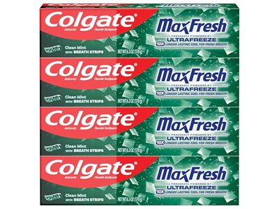 Colgate MaxFresh Ultrafreeze Toothpaste, Clean Mint, 6.3 oz/178 g, 4 Pack