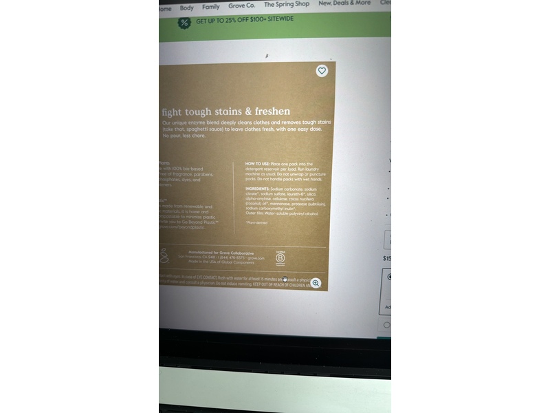 Grove Co. Laundry Detergent Packs, Free & Clear, 45 Loads, 30.5 oz/865 g